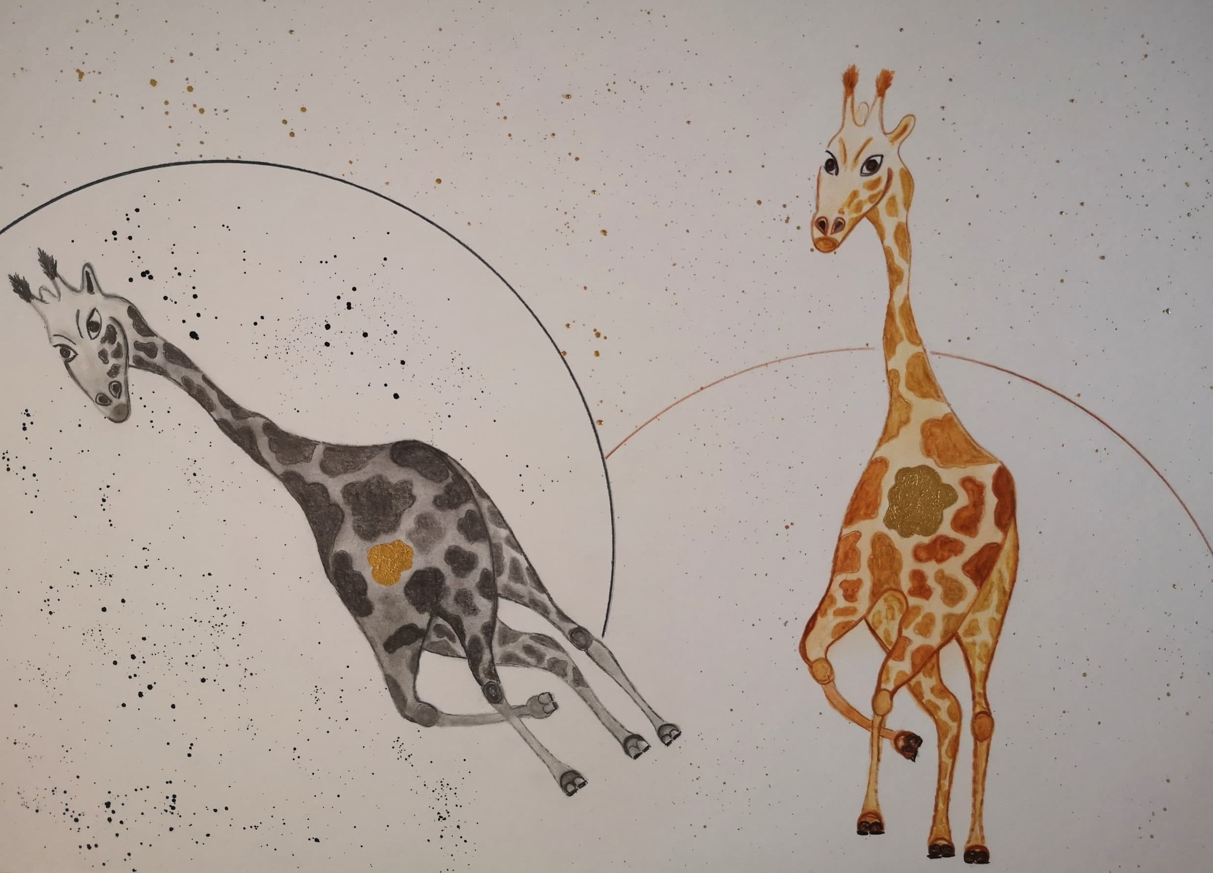 Es ist ein Wechsel der Kräfte, die Schönheit des Augenblicks, der stets von einer instinktgetriebenen Gefahr unterbrochen werden kann. Der Blick in die endlose Schönheit der Landschaft kann verführerisch sein. Die Sinne arbeiten als Bodyguard für dieses wundervolle Geschöpf namens Giraffe. Den Kopf im „Himmel“ – die höhere Perspektive auf den All-tag. Die Beine als Fundament des Seins – der Kontakt zur Erde, gepaart mit einem modisch stilvollen Gewand und einer sinnlichen Eleganz gehört die Giraffe zur Königin der Tier-welt.!